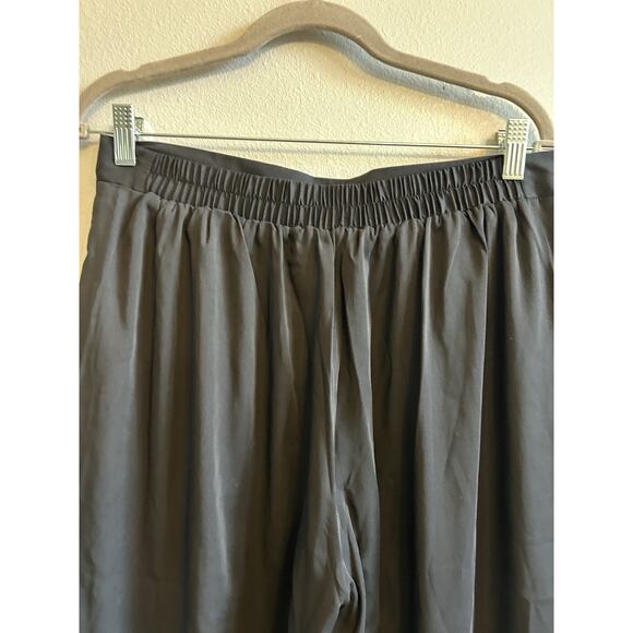 Wide Leg Satin Capris Pants Black Casual Pull On Dress Pant NWT Retail $98 Med - Picture 10 of 10